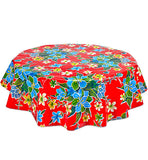 Freckled Sage Round Oilcloth Tablecloth Hawaii Red