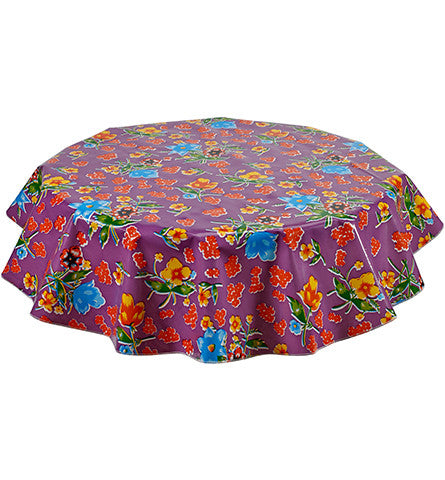 Freckled Sage Round Oilcloth Tablecloth Istanbul Purple
