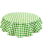 Freckled Sage Round Oilcloth Tablecloth Large Gingham Lime