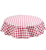 Freckled Sage Round Oilcloth Tablecloth Large Gingham Pink