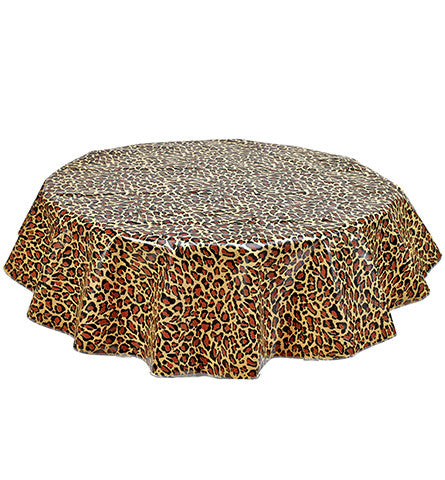 Round Oilcloth Tablecloth in Leopard
