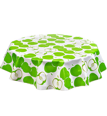 Freckled Sage Round Oilcloth Tablecloth Mod Apple Green
