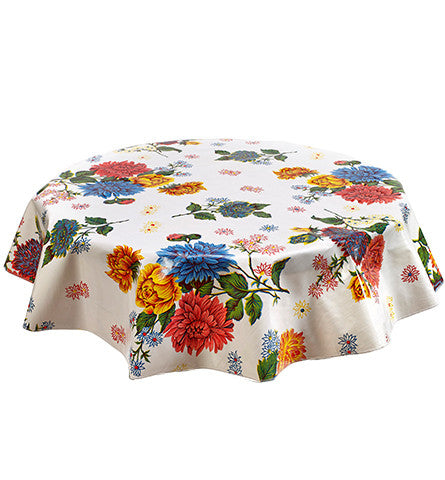 Freckled Sage Round Oilcloth Tablecloth Mum White