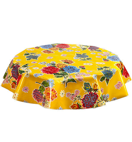 Round Oilcloth Tablecloth in Mum Yellow