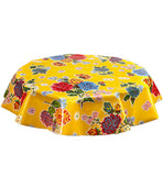 68" or 60" Round Oilcloth Tablecloth in Mum Yellow