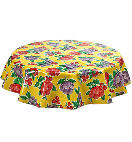 Freckled Sage Round Oilcloth Tablecloth Poppy Yellow