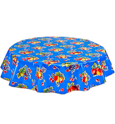 Freckled Sage Round Oilcloth Tablecloth Retro Blue