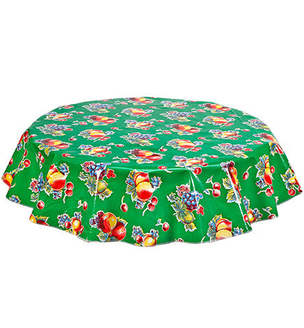 Freckled Sage Round Oilcloth Tablecloth Retro Green