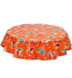 Freckled Sage Round Oilcloth Tablecloth Retro Orange