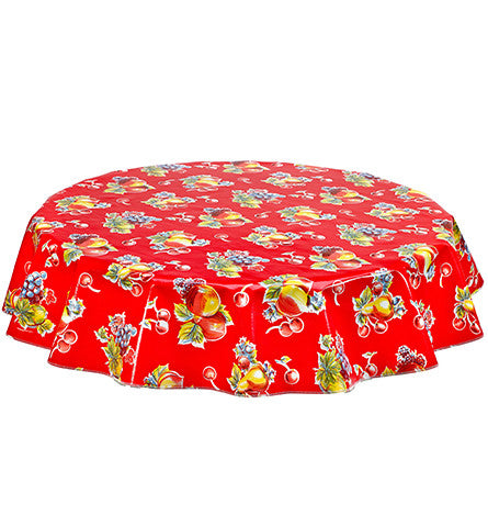 Freckled Sage Round Oilcloth Tablecloth Retro Red