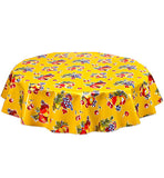 Freckled Sage Round Oilcloth Tablecloth Retro Yellow 