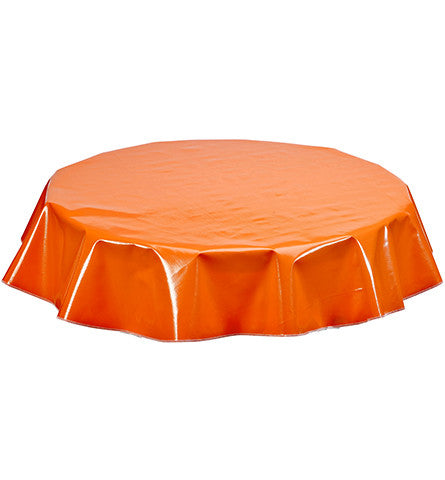Freckled Sage Round Oilcloth Tablecloth Solid Orange