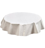 Freckled Sage Round Oilcloth Tablecloth Solid White