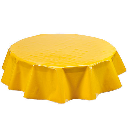 Freckled Sage Round Oilcloth Tablecloth Solid Taxi Yellow