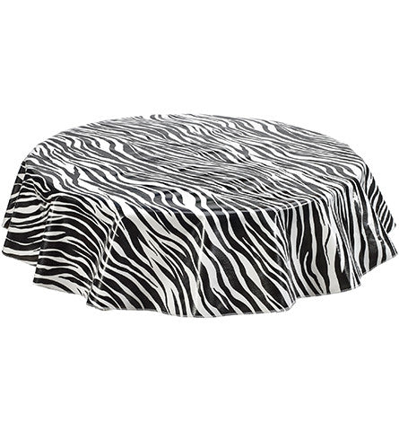 Freckled Sage Round Oilcloth Tablecloth Zebra