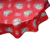Bows and Bouquet on Red Round Oilcloth tablecloth
