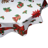 Freckled Sage Round Christmas Tablecloth Bells & Bows White
