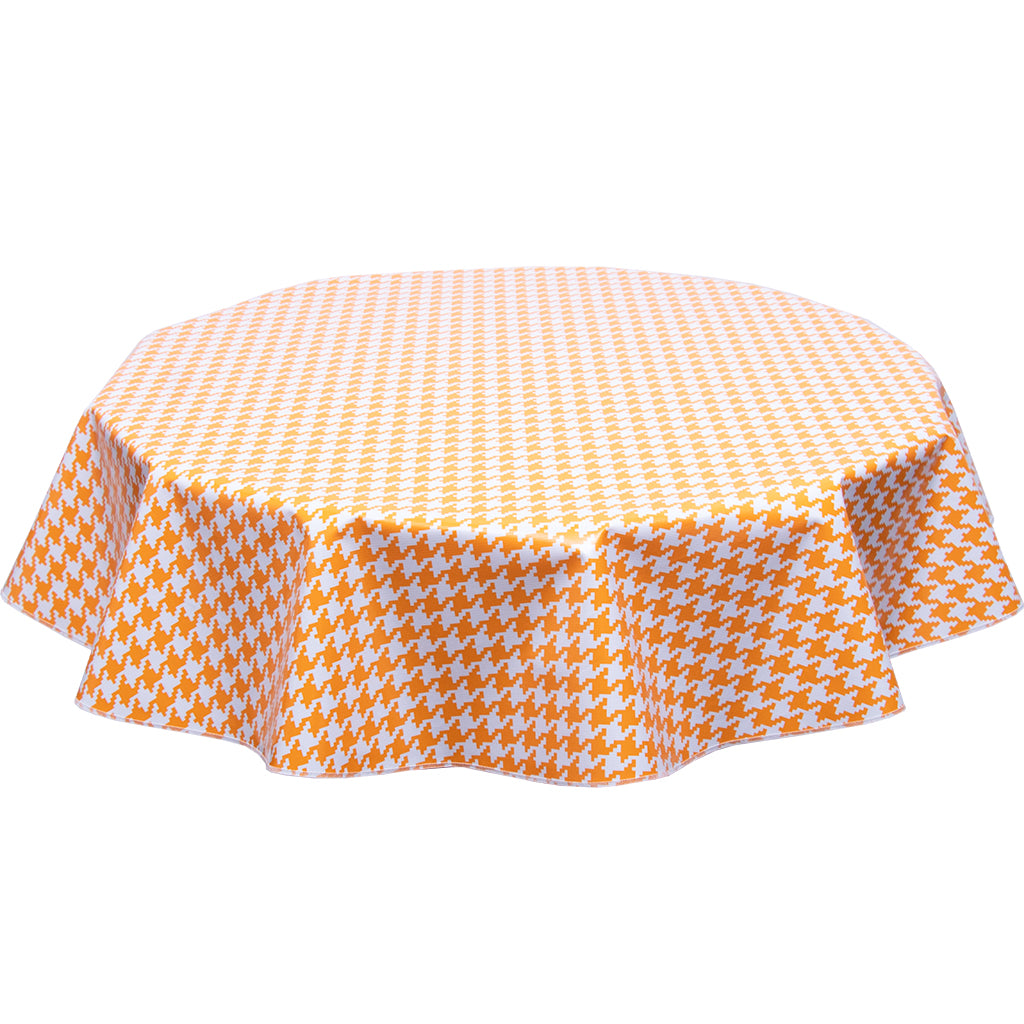 FreckledSage.com Orange Houndstooth Round Tablecloth