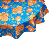 FreckledSage.com Oranges on Blue Round Tablecloth
