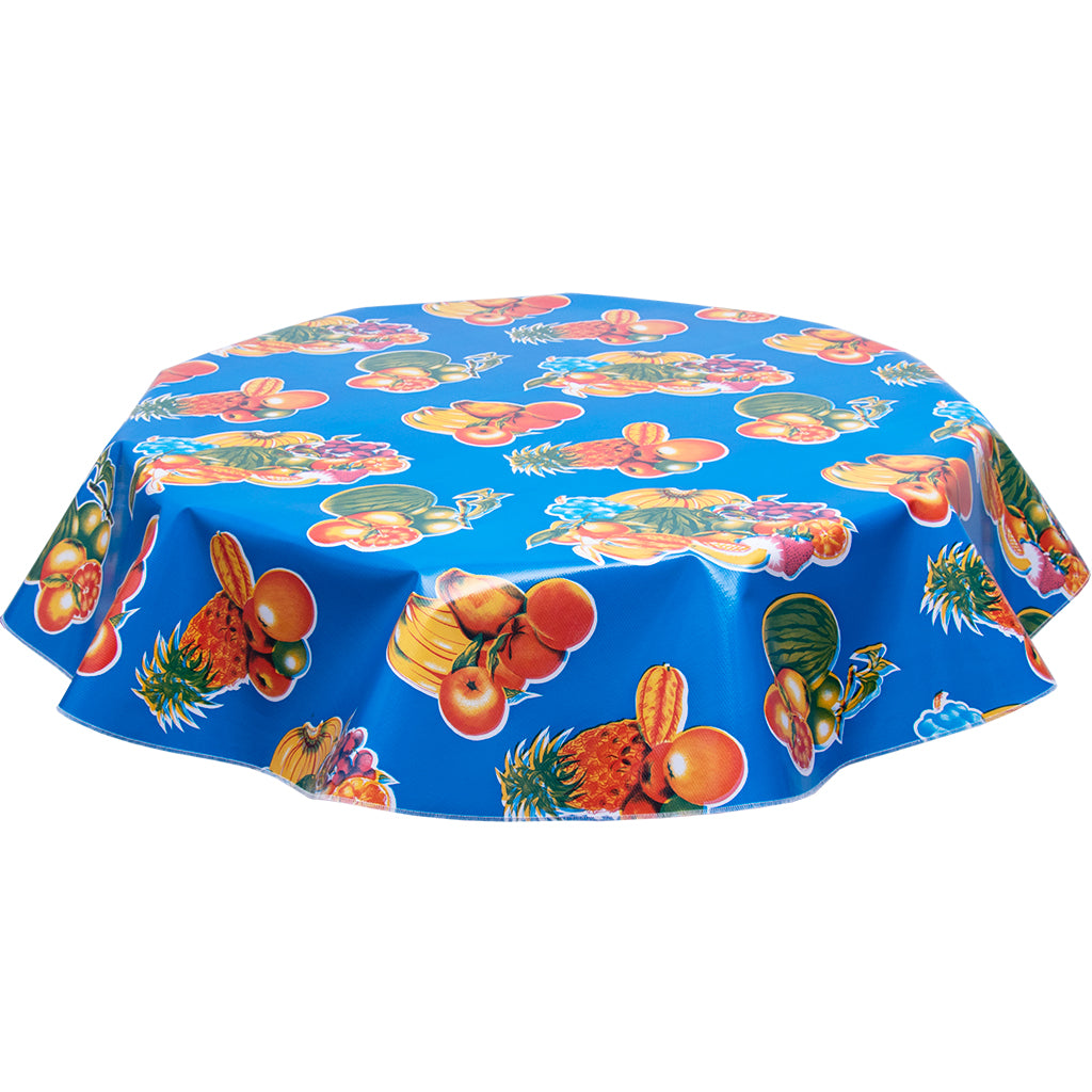 FreckledSage.com Tropical Fruit Blue Round tablecloth