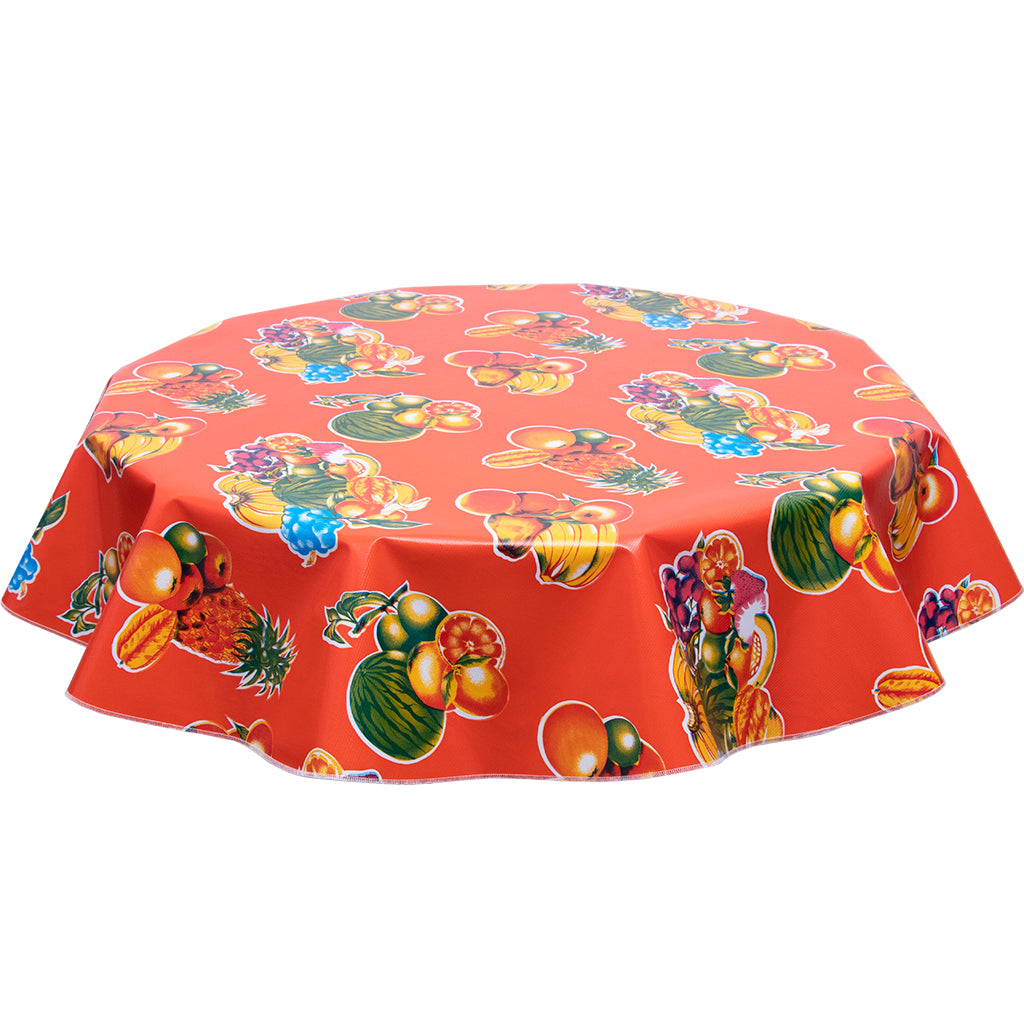 Freckledsage.com Tropical Fruit Orange round Tablecloth