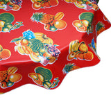 Freckledsage.com Tropical Fruit Red Oilcloth Tablecloth