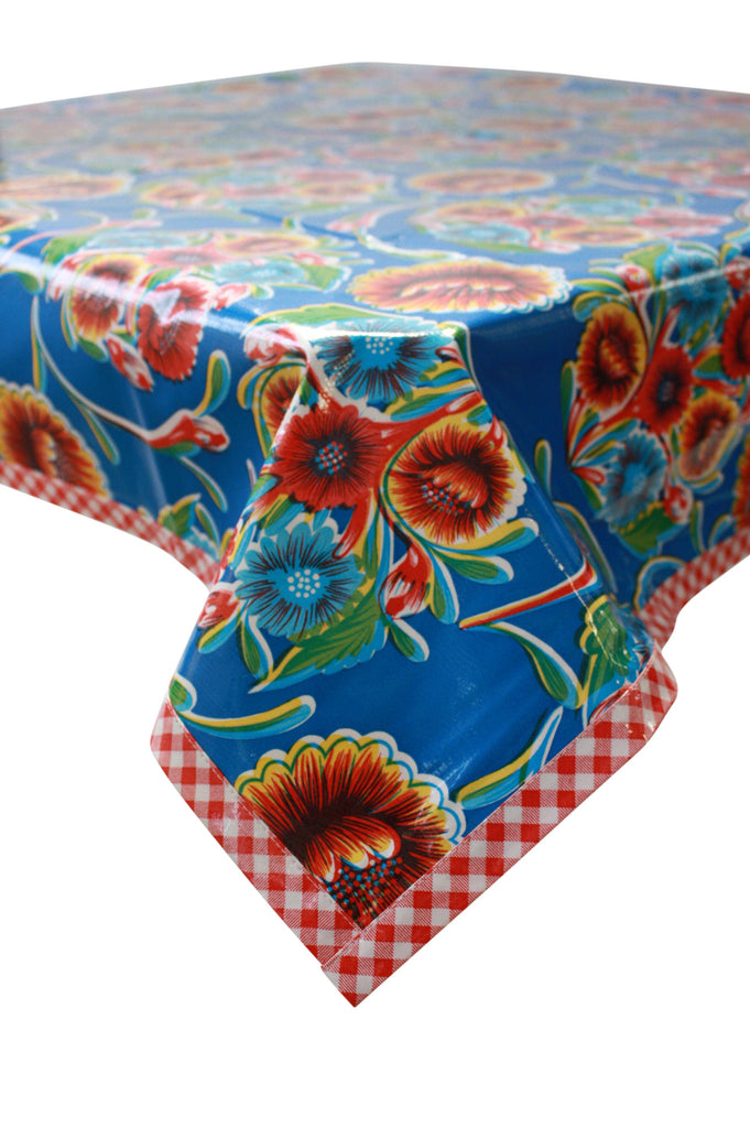 Freckled Sage Oilcloth Tablecloth Bloom Blue