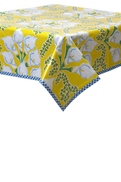 Freckled Sage Oilcloth Tablecloth Calla Lily Yellow