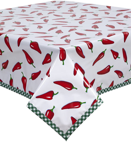 Freckled Sage Oilcloth Tablecloth Chili Peppers