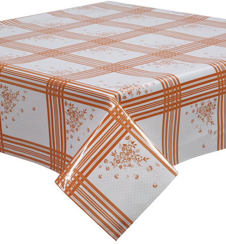 Freckled Sage Oilcloth Tablecloth Corn Flower Orange
