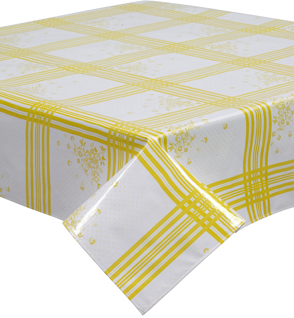 Freckled Sage Oilcloth Tablecloth Corn Flower Yellow