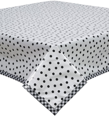 Freckled Sage Oilcloth Tablecloth Dot Black