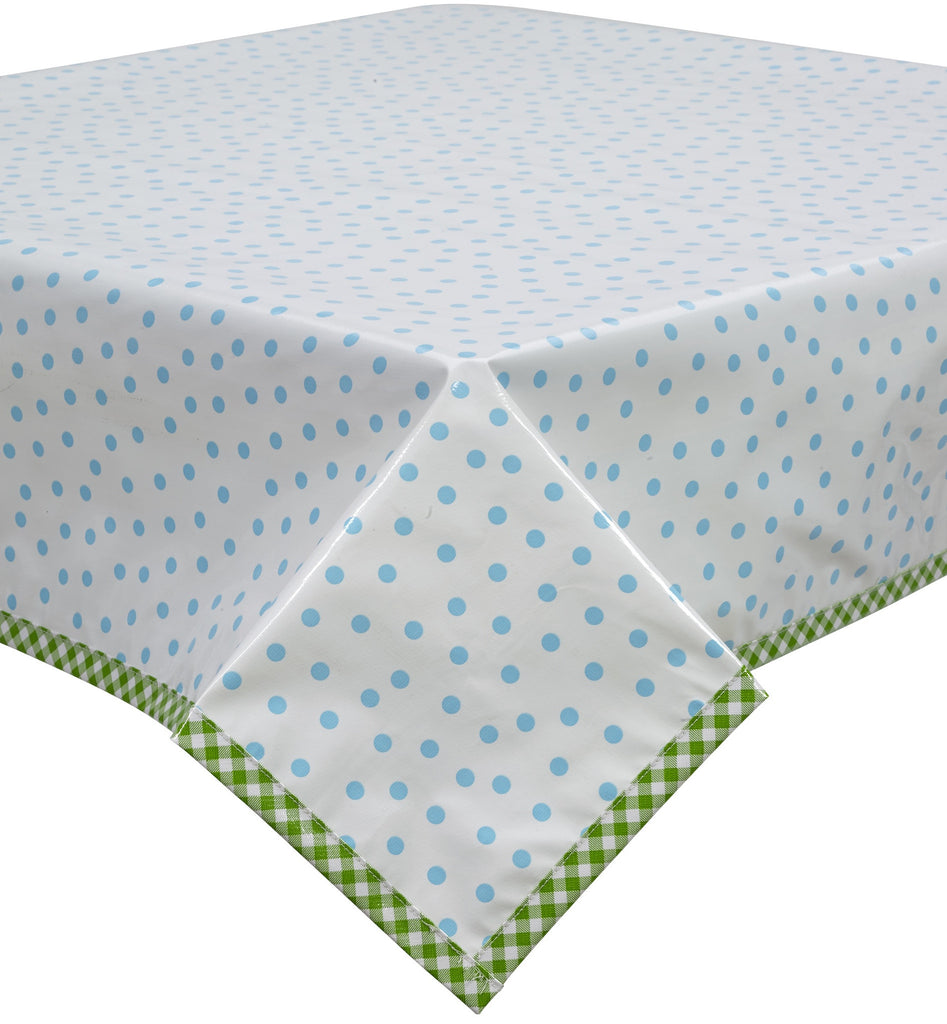 Freckled Sage Oilcloth Tablecloth Dot Light Blue