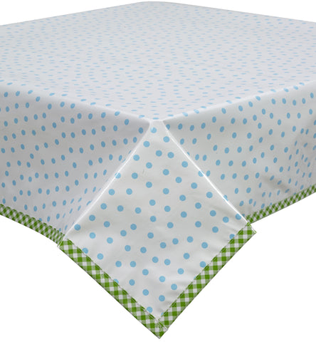Freckled Sage Oilcloth Tablecloth Dot Light Blue