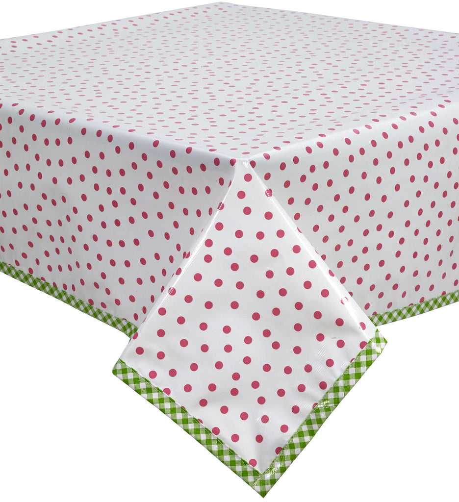 Freckled Sage Oilcloth Tablecloth Dot Pink