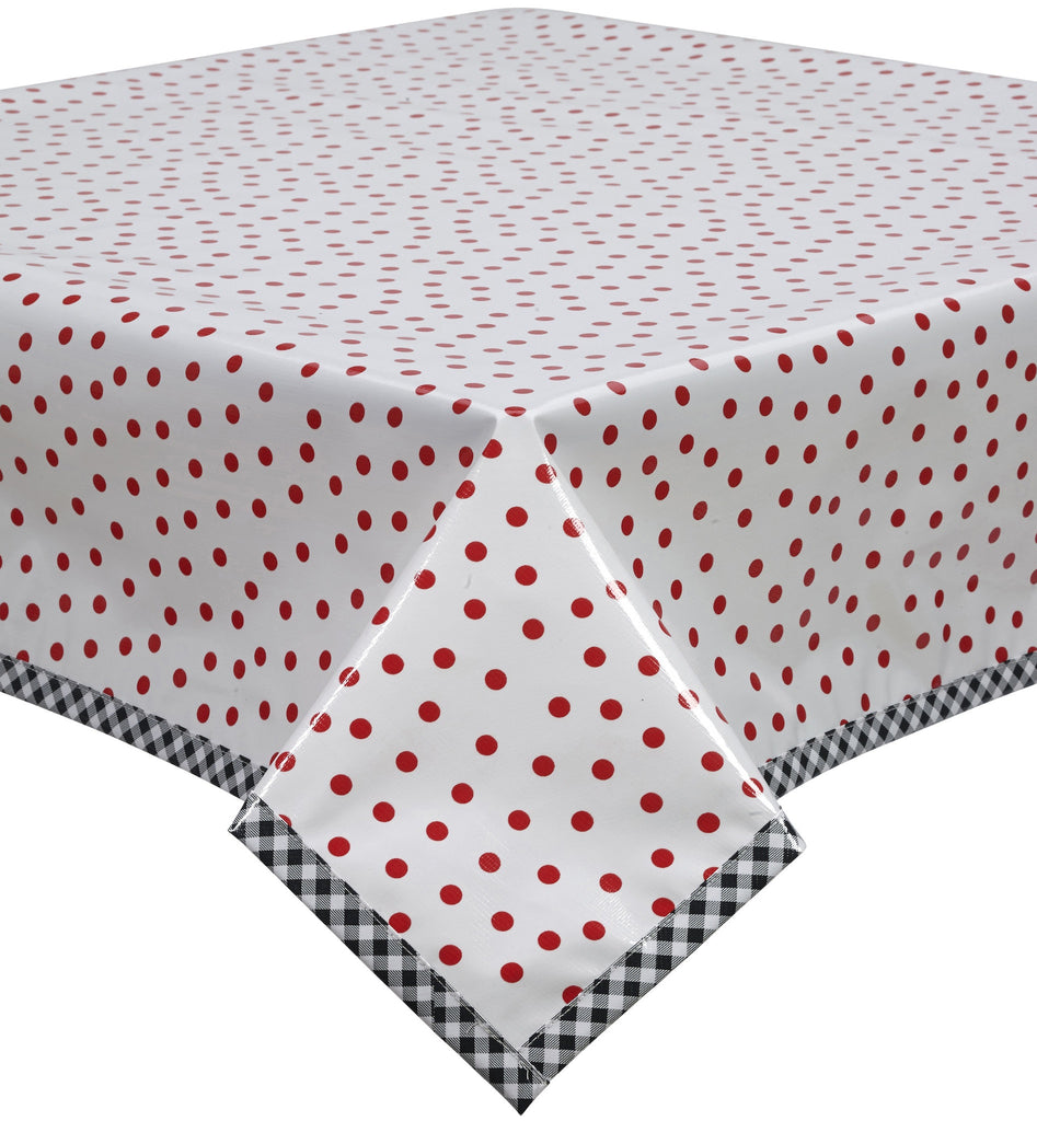 Freckled Sage Oilcloth Tablecloth Dot Red