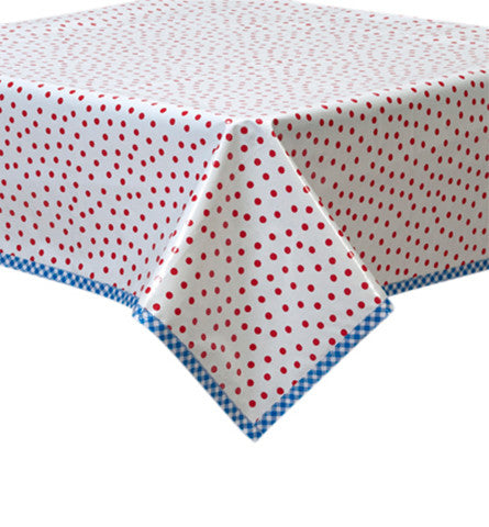 Freckled Sage Oilcloth Tablecloth Dot Red