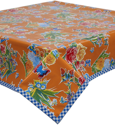 Freckled Sage Oilcloth Tablecloth Edgar's Butterfly Orange