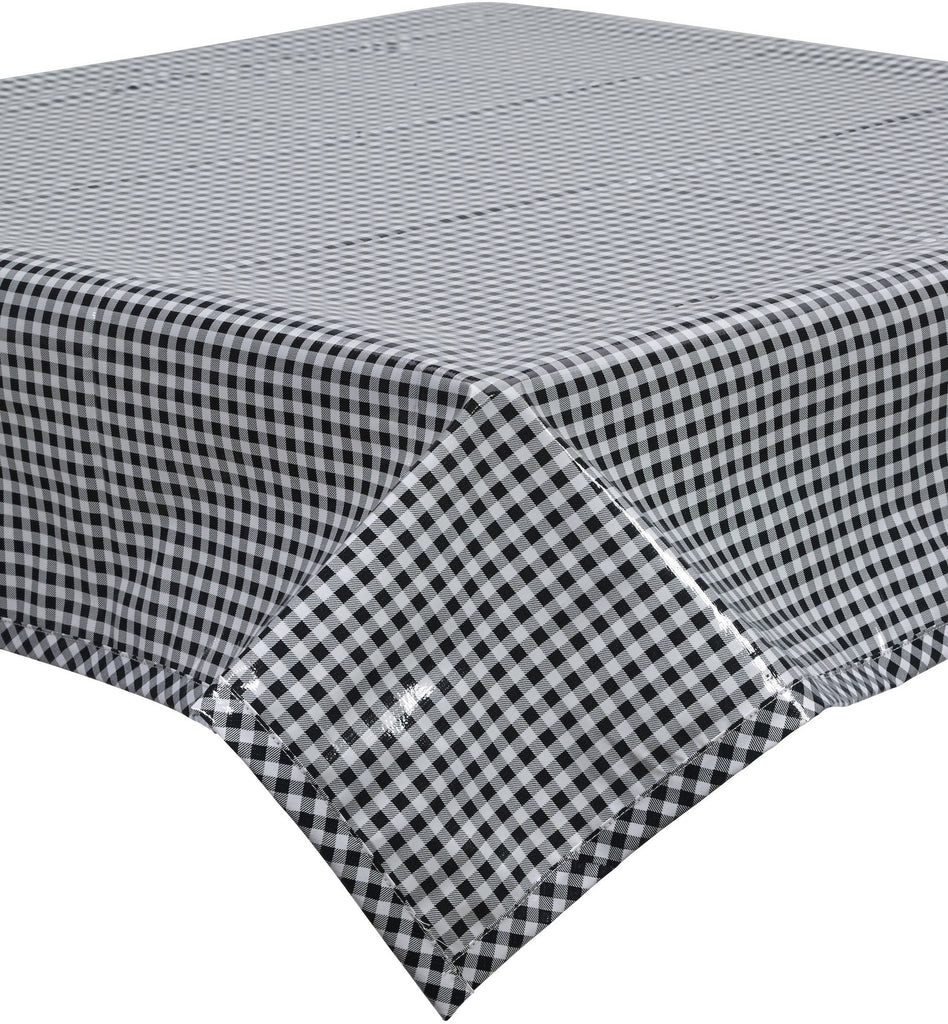 Freckled Sage Oilcloth Tablecloth Black Gingham