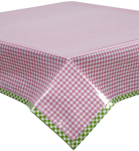 Freckled Sage Oilcloth Tablecloth Pink Gingham