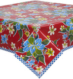 Freckled Sage Oilcloth Tablecloth Red Hawaii