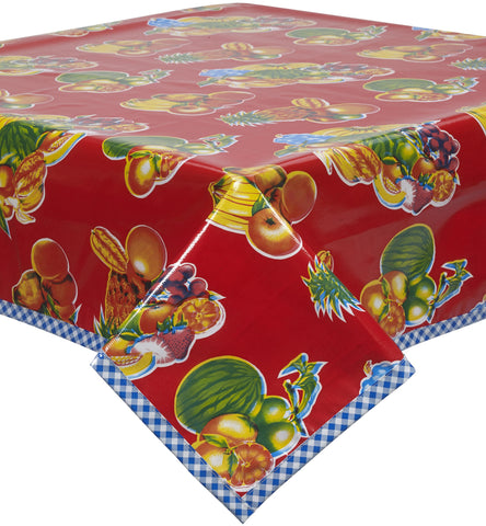 Freckled Sage Oilcloth Tablecloth Mixed Fruit Red
