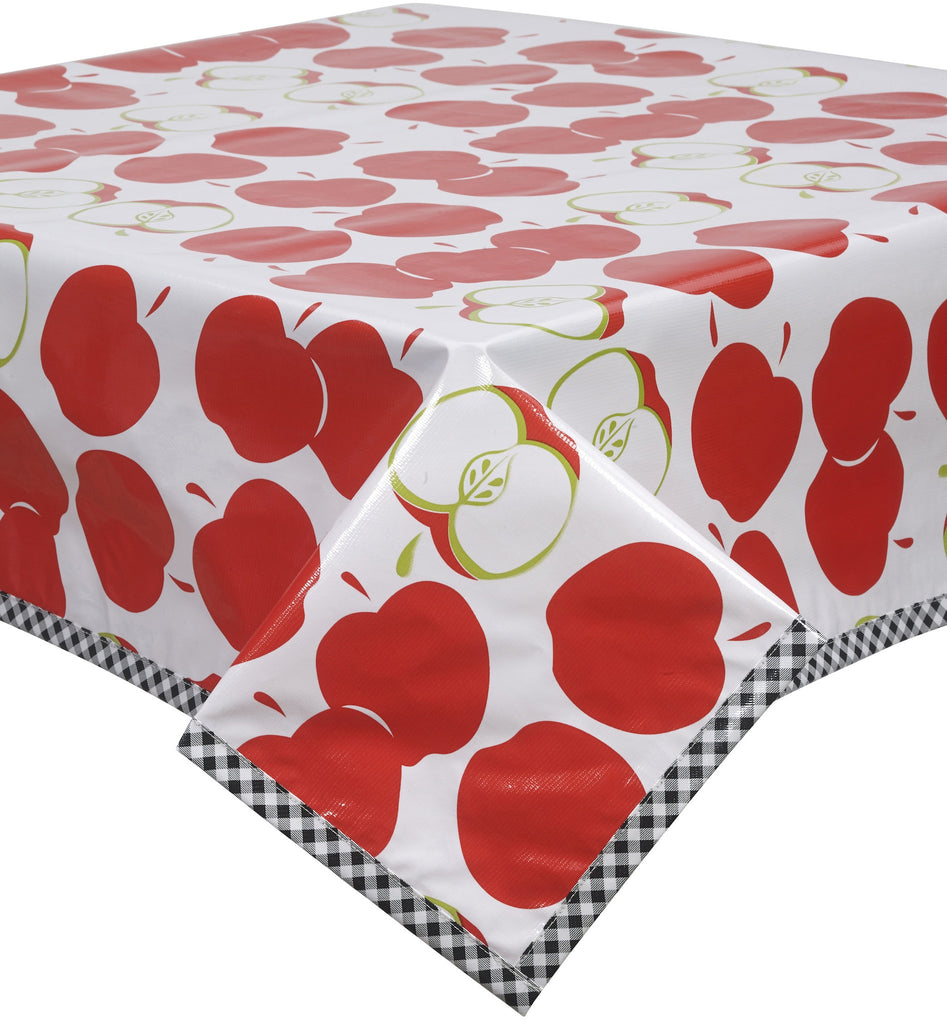 Freckled Sage Oilcloth Tablecloth Mod Apple Red