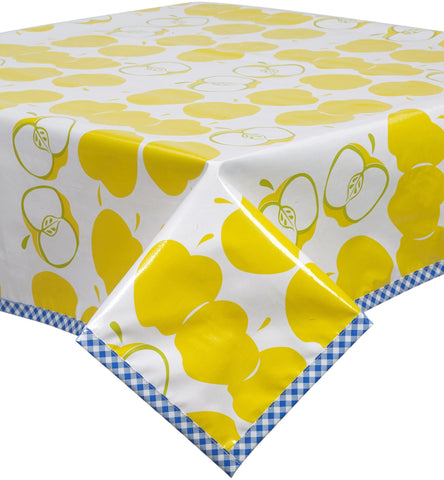Freckled Sage Oilcloth Tablecloth Mod Apple Yellow