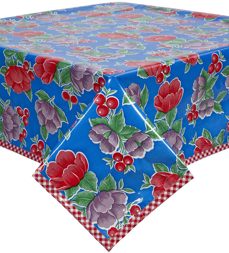 Freckled Sage Oilcloth Tablecloth Poppy Blue