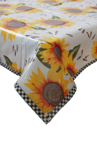 Slightly Imperfect Sunflower Oilcloth Tablecloths