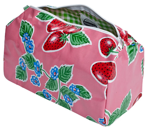 Freckled Sage Oilcloth Travel Bag Strawberry Pink