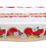 Freckled Sage Oilcloth Tablecloth Watermelon Yellow Closeup