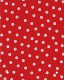 Freckled Sage Round Tablecloth White Dot on Red