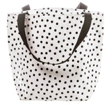 Freckled Sage Oilcloth Zip Tote Bag in Dot Black